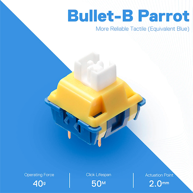 Switches Mecanicos Redragon Bullet-B Parrot, More Reliable Tactile (Equivalent Blue), 24 Pcs