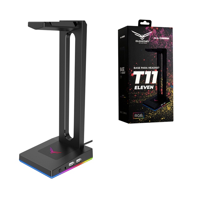 Naceb Base para Audífonos Gamer T11 Eleven RGB, 2x USB, 1x 3.5mm