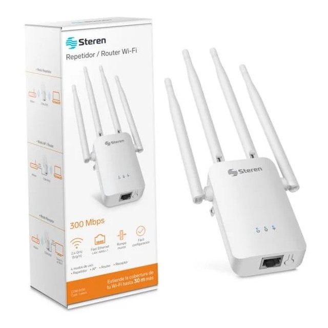 Repetidor / Router Wi-Fi 300 Mbps 2,4 GHz, hasta 30 m de cobertura
