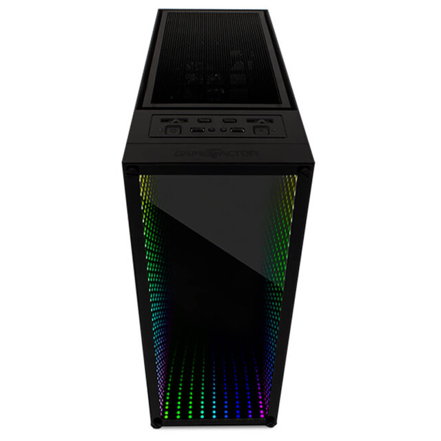 Gabinete Game Factor CSG601 con Ventana RGB, Full-Tower, ATX/E-ATX/Micro-ATX/Mini-ITX, Negro