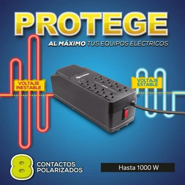 Regulador de voltaje 1,000 W con 8 contactos