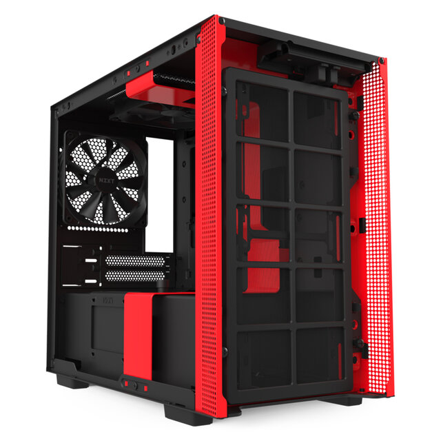 Gabinete NZXT H210i con Ventana RGB, Mini Tower, Mini-ITX, Negro/Rojo