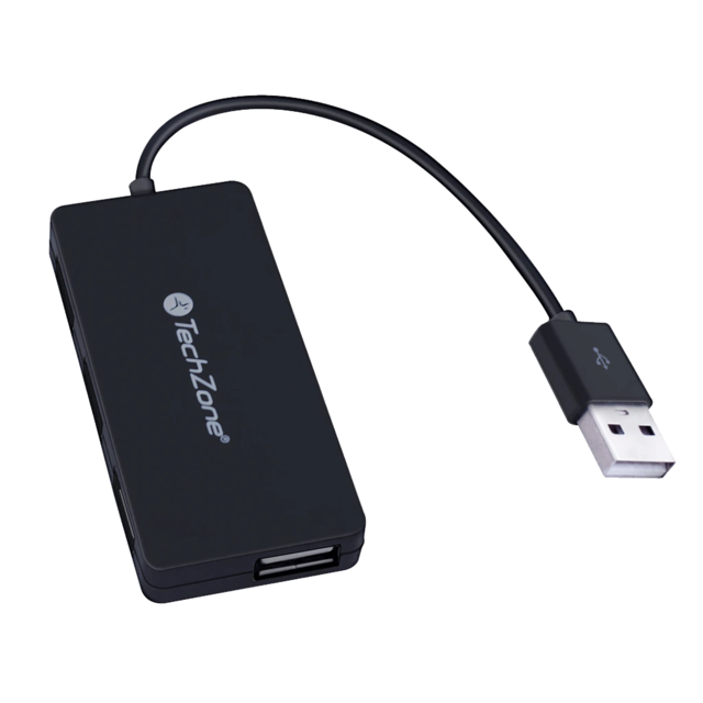 Techzone Hub USB A 2.0 - 4x USB A 2.0 Hembra, Negro