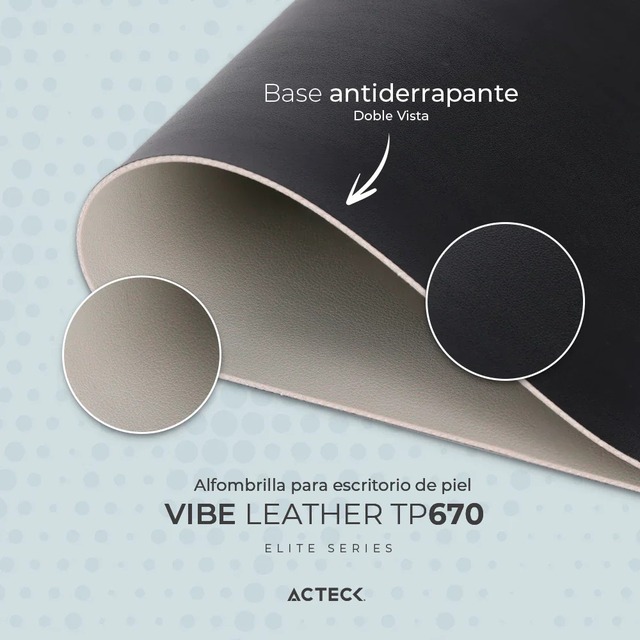 Mousepad para Escritorio | Vibe Leather TP670 | Doble Cara Acabado de Piel Sintetica 