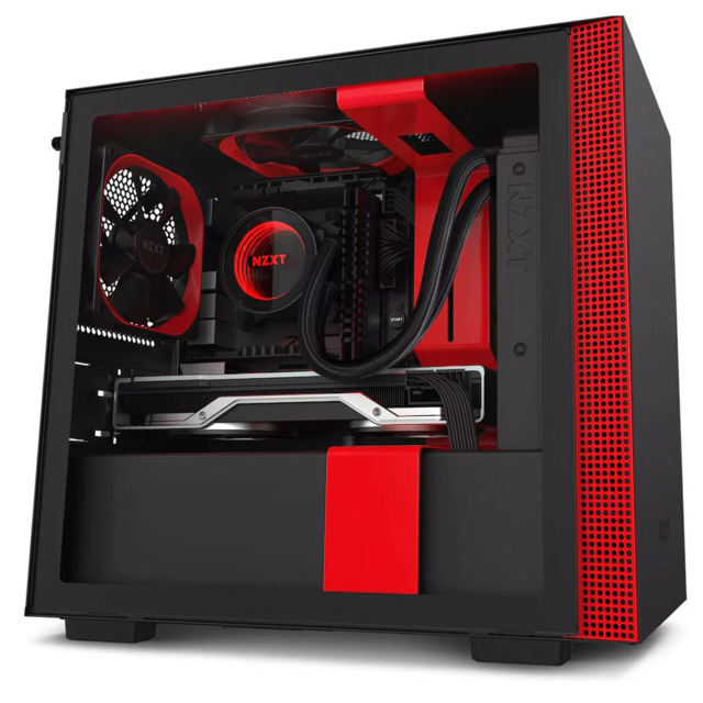 Gabinete NZXT H210i Rojo - Negro / USB-C / Cristal Templado / Mini ITX
