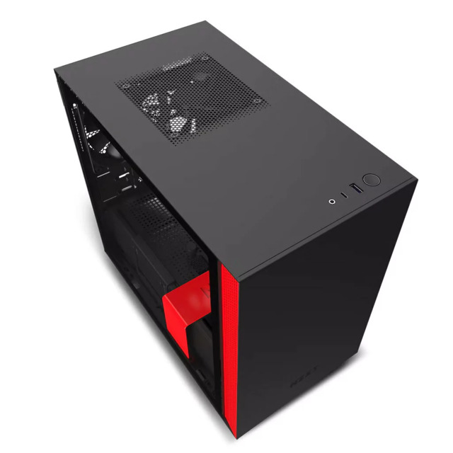 Gabinete NZXT H210i Rojo - Negro / USB-C / Cristal Templado / Mini ITX