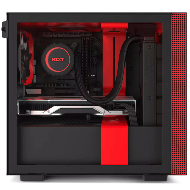 Gabinete NZXT H210i Rojo - Negro / USB-C / Cristal Templado / Mini ITX