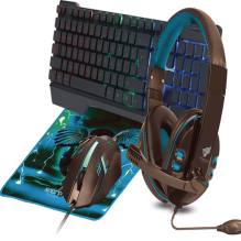 Kit gamer necnoc pegasus, teclado, mouse, mousepad, diadema, azul/negro